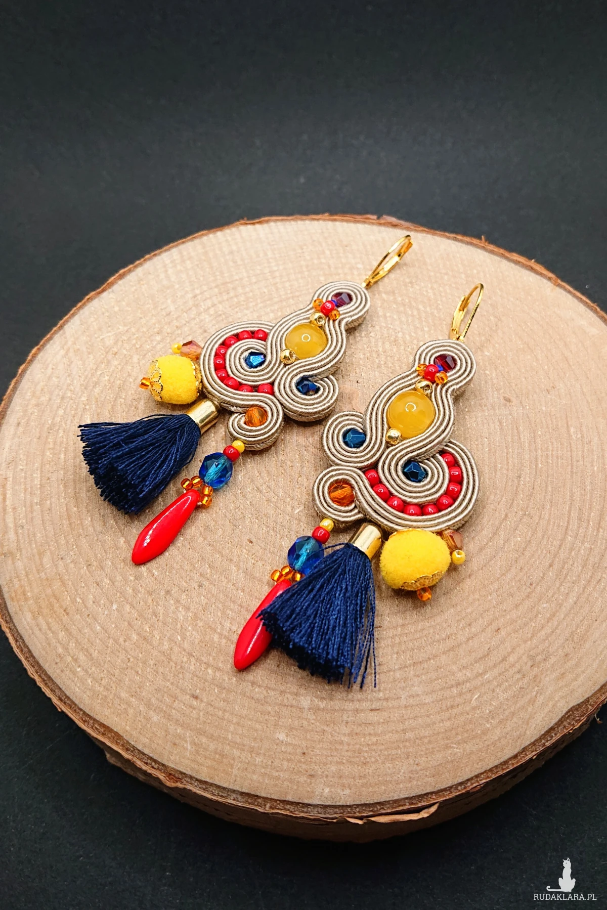 BEŻOWO-KOLOROWE KOLCZYKI SUTASZ W STYLU BOHO 13